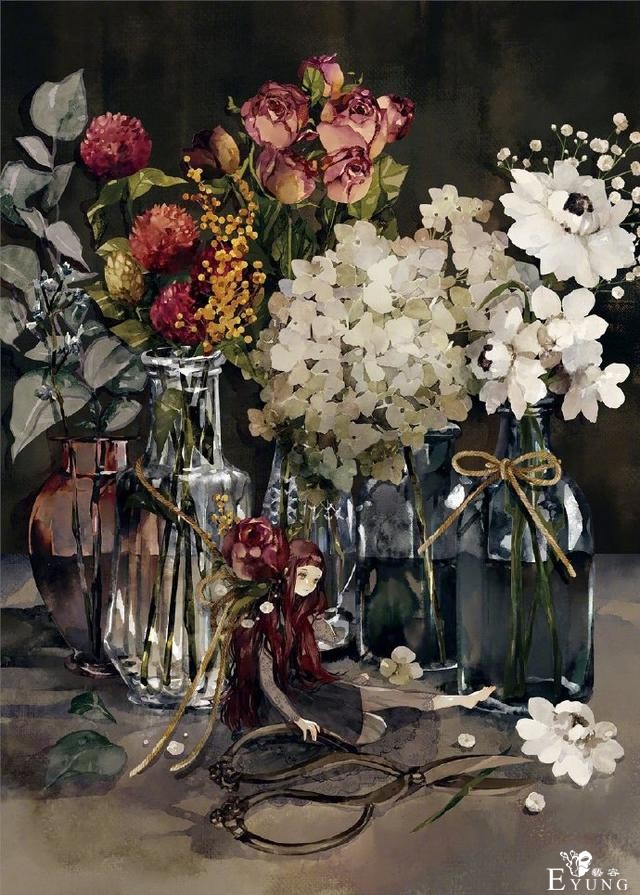 画师大佬笔下的花与少女太治愈了，看着好有春天的感觉-6.jpg