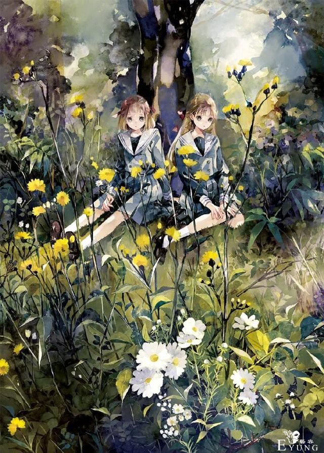 画师大佬笔下的花与少女太治愈了，看着好有春天的感觉-5.jpg