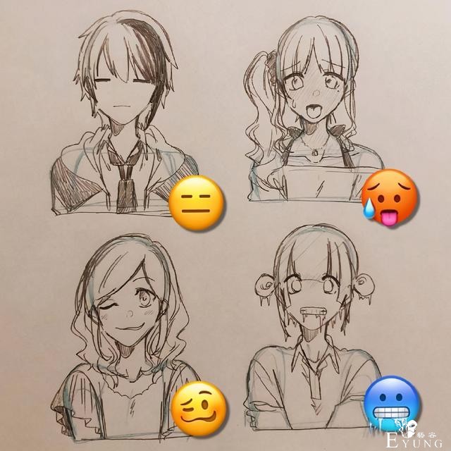日本画师绘制表情拟人，小黄脸变身帅哥美女，每一个都好传神-3.jpg