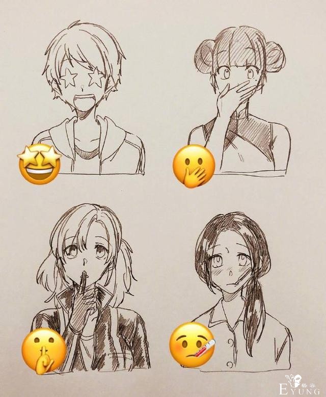 日本画师绘制表情拟人，小黄脸变身帅哥美女，每一个都好传神-6.jpg