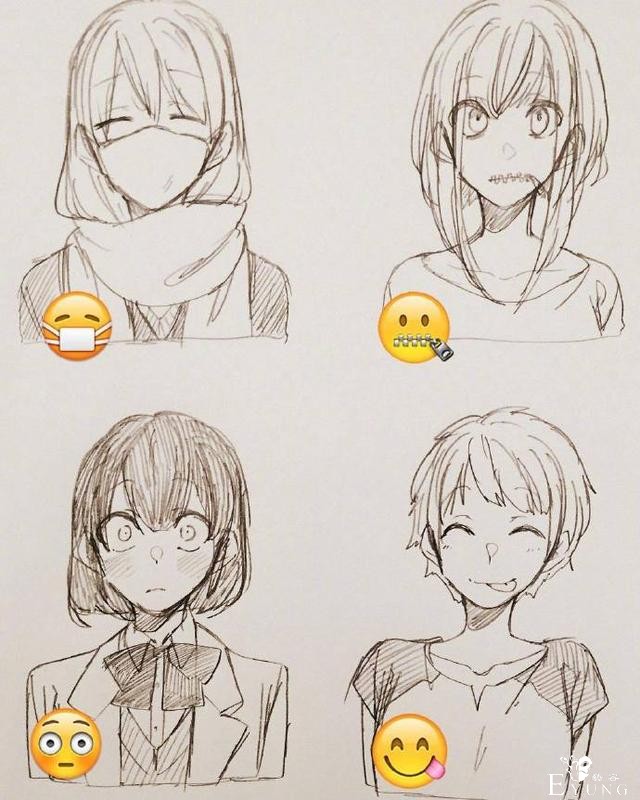 日本画师绘制表情拟人，小黄脸变身帅哥美女，每一个都好传神-7.jpg