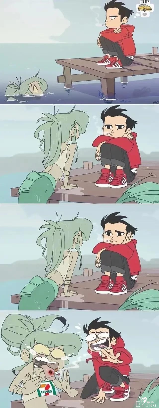 人性漫画：当美人鱼遇到岸上的少年，很暖却也发人深思的海边故事-1.jpg