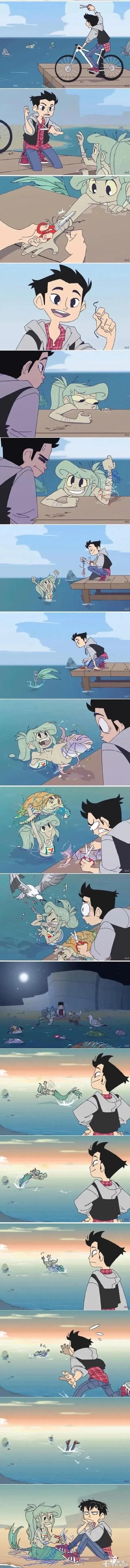 人性漫画：当美人鱼遇到岸上的少年，很暖却也发人深思的海边故事-2.jpg