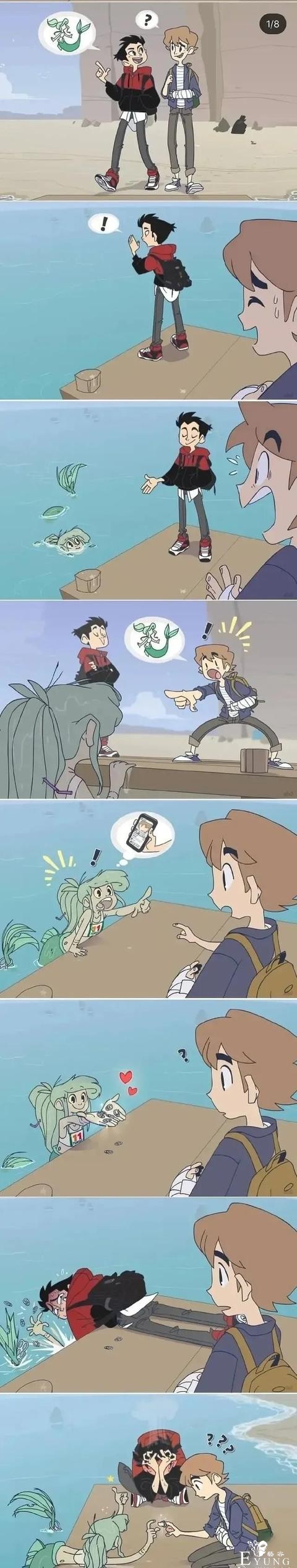 人性漫画：当美人鱼遇到岸上的少年，很暖却也发人深思的海边故事-5.jpg