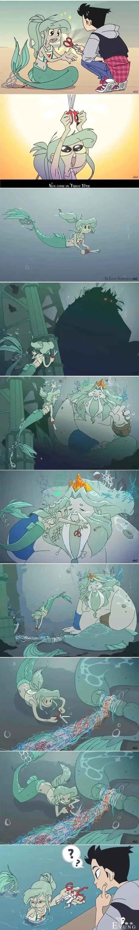 人性漫画：当美人鱼遇到岸上的少年，很暖却也发人深思的海边故事-3.jpg
