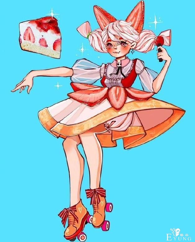 画师大佬绘制食物拟人，草莓蛋糕换上lo装，披萨的打扮我欣赏不来-2.jpg