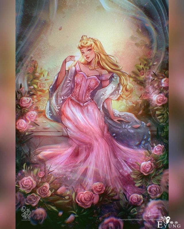 迪士尼公主化身女神，花木兰身穿锦绣华服，美人鱼居然以水做裙-3.jpg