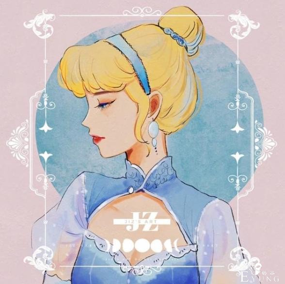 旗袍版的迪士尼公主太美了，艾莎的发型直击我心，白雪公主变贵妇-8.jpg