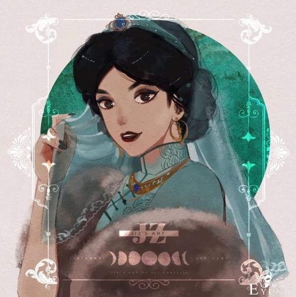 旗袍版的迪士尼公主太美了，艾莎的发型直击我心，白雪公主变贵妇-5.jpg