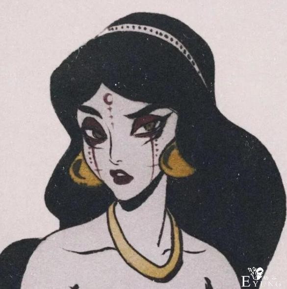 迪士尼公主画黑暗妆，艾莎女王看着像反派，但是好可爱-6.jpg
