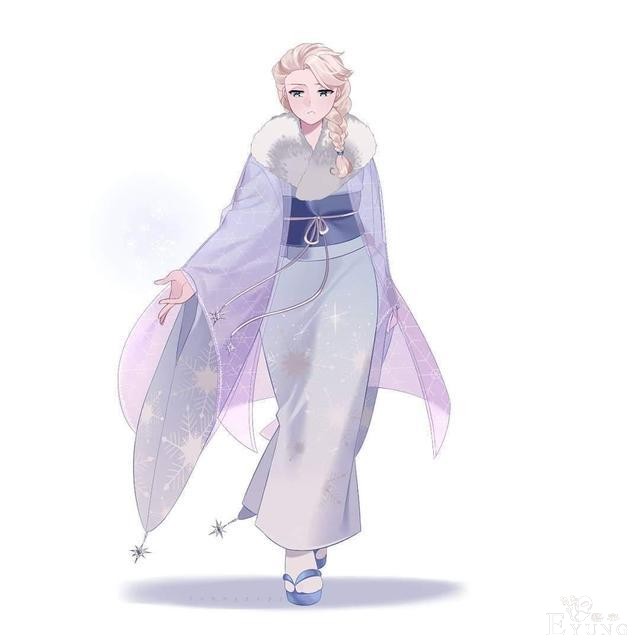 迪士尼公主换上日本衣服，不同的和服各有特色，艾莎不愧是女王-1.jpg