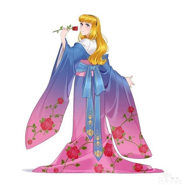 迪士尼公主换上日本衣服，不同的和服各有特色，艾莎不愧是女王-4.jpg