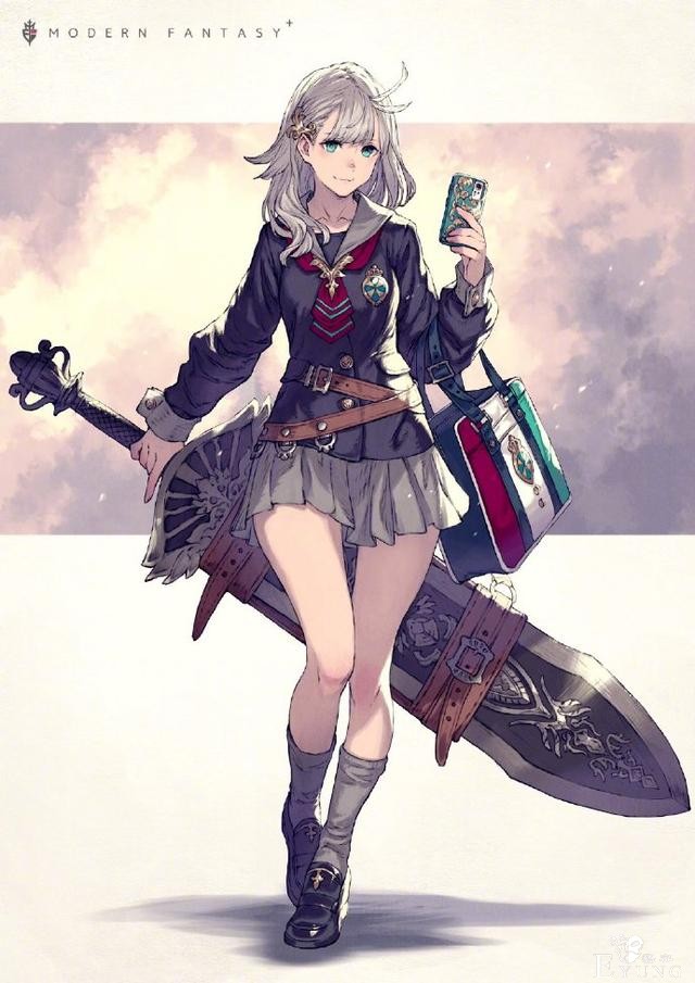 这位画师笔下的JK小姐姐太帅了，一手拿书包，一手拿武器-2.jpg