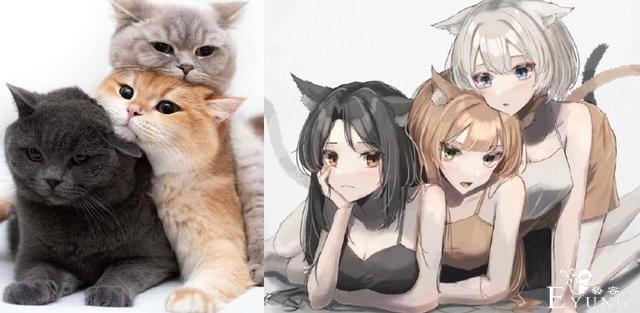猫咪变姐妹，二哈变御姐，这二次元遇到三次元，还是二次元好啊-1.jpg