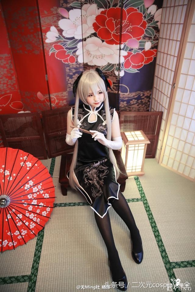 《缘之空》穹妹旗袍cos，可爱的黑丝萝莉超想捏脸-1.jpg