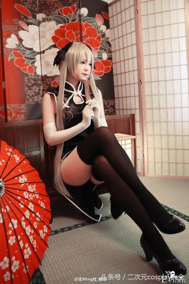 《缘之空》穹妹旗袍cos，可爱的黑丝萝莉超想捏脸-2.jpg