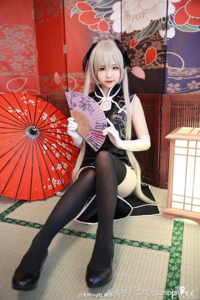 《缘之空》穹妹旗袍cos，可爱的黑丝萝莉超想捏脸-4.jpg