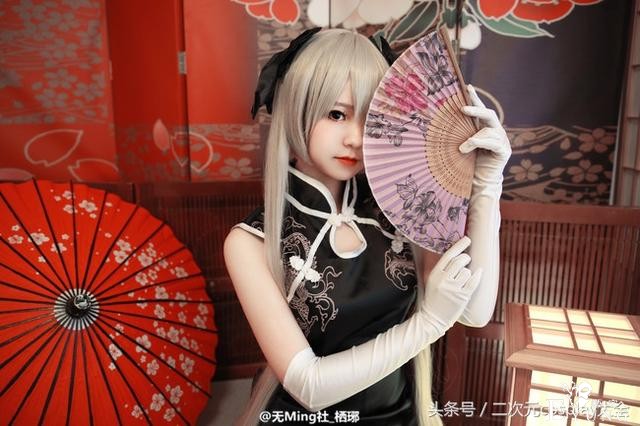 《缘之空》穹妹旗袍cos，可爱的黑丝萝莉超想捏脸-6.jpg