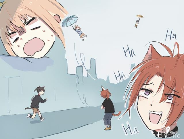 画师创作猫和主人的雨中小故事，画风好萌故事好逗-3.jpg