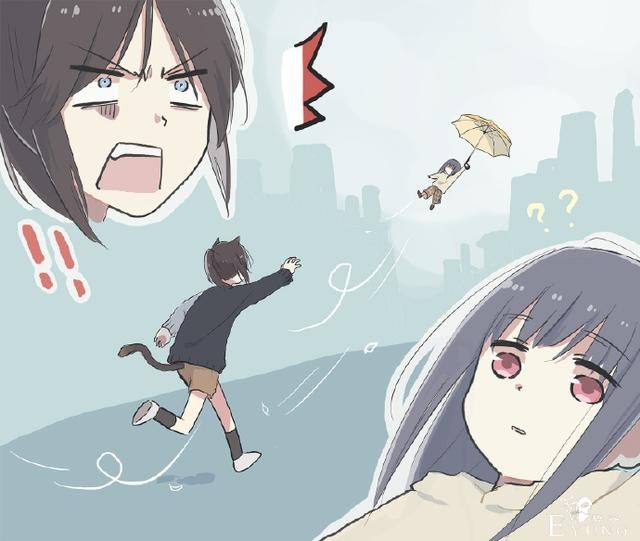 画师创作猫和主人的雨中小故事，画风好萌故事好逗-2.jpg