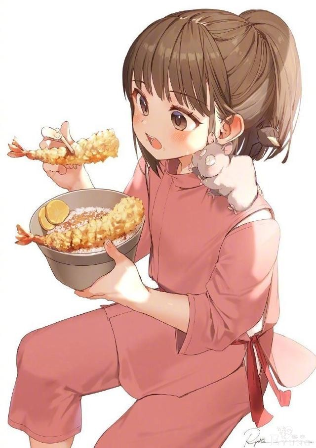 画师笔下圆圆脸的吃货小姐姐们好可爱，感觉一天都被治愈了-3.jpg