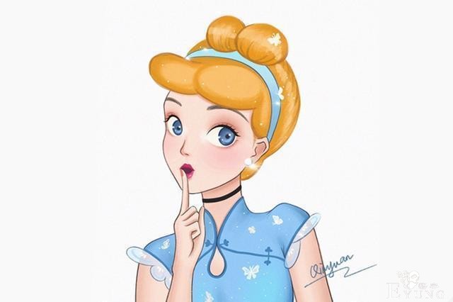 旗袍版的迪士尼公主都好可爱啊，特别是木兰这个表情，太俏皮了-3.jpg
