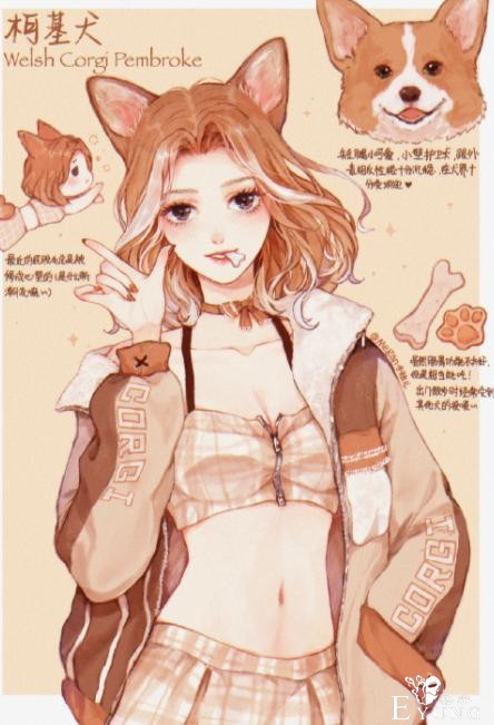 狗狗化身动漫美少女，萨摩变成白毛御姐，短腿柯基好俏皮-3.jpg