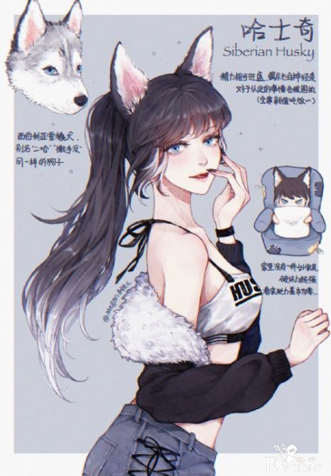 狗狗化身动漫美少女，萨摩变成白毛御姐，短腿柯基好俏皮-7.jpg