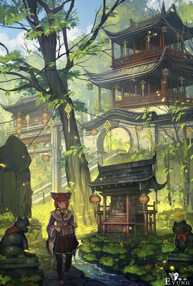 日本画师很有中国风的一组插画！看得出来作者对中式建筑情有独钟-8.jpg