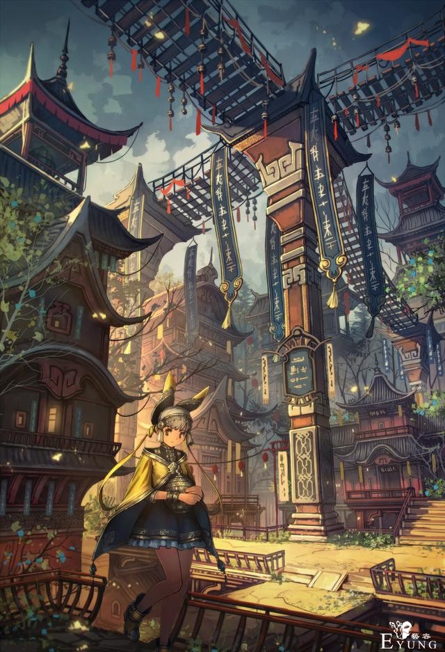日本画师很有中国风的一组插画！看得出来作者对中式建筑情有独钟-7.jpg