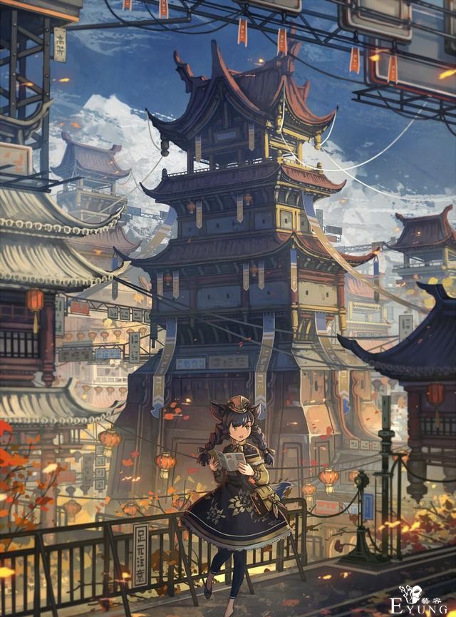 日本画师很有中国风的一组插画！看得出来作者对中式建筑情有独钟-9.jpg