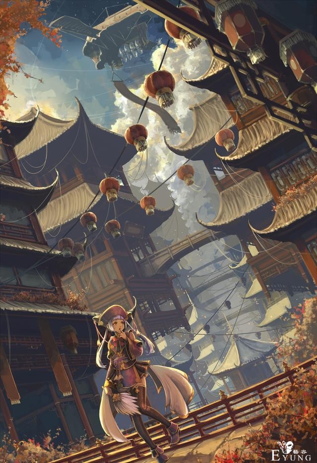 日本画师很有中国风的一组插画！看得出来作者对中式建筑情有独钟-20.jpg