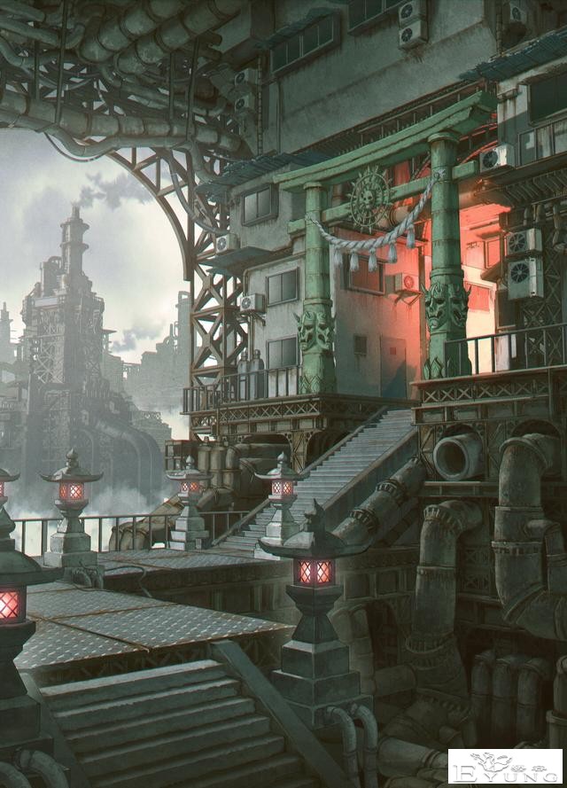 非常有个性的一组“工业朋克”风格场景插画作品！具有独特的美感-16.jpg