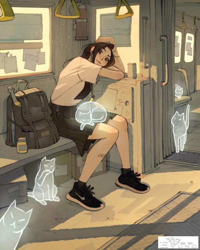 意大利猫控插画师绘制的一组可爱插画作品！色彩清新亮丽-4.jpg