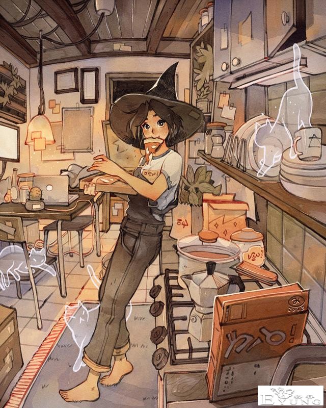 意大利猫控插画师绘制的一组可爱插画作品！色彩清新亮丽-5.jpg