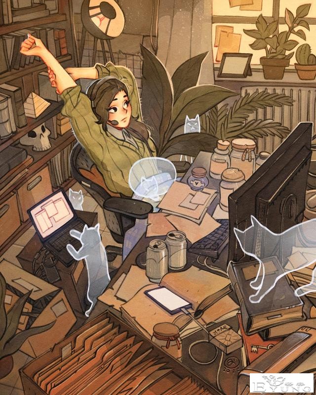 意大利猫控插画师绘制的一组可爱插画作品！色彩清新亮丽-6.jpg