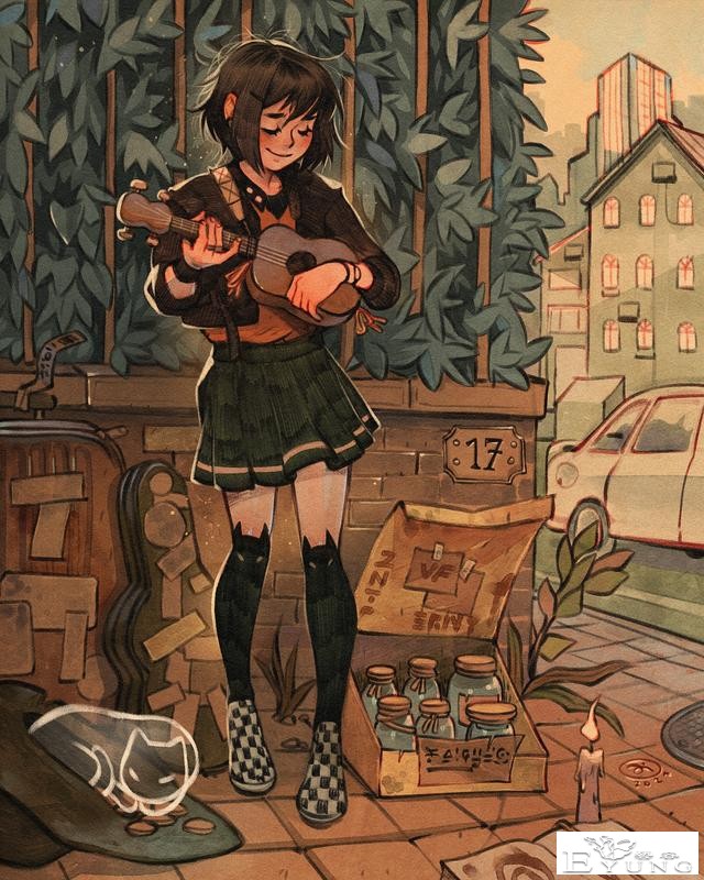 意大利猫控插画师绘制的一组可爱插画作品！色彩清新亮丽-10.jpg