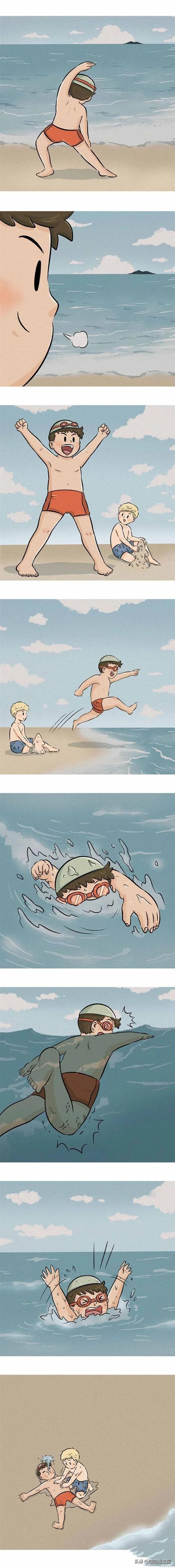 「无声漫画」被鲨鱼袭击的可怜男孩-1.jpg