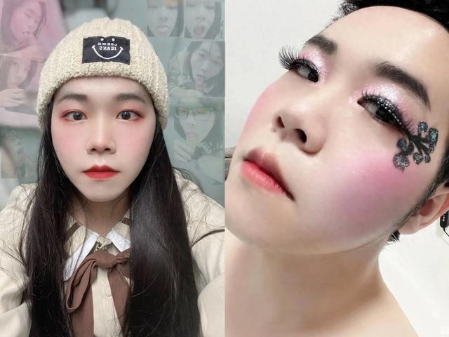 李丰男扮女装化妆自拍，妆容精致美美的-1.jpg