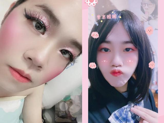 李丰男扮女装化妆自拍，妆容精致美美的-8.jpg