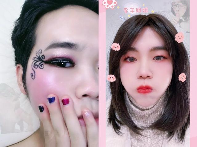 李丰男扮女装化妆自拍，妆容精致美美的-9.jpg