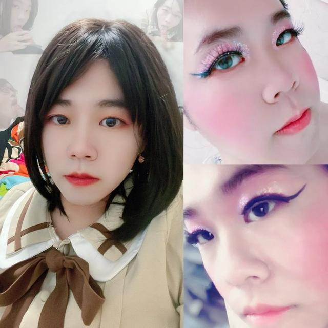 李丰男扮女装化妆自拍，妆容精致美美的-7.jpg