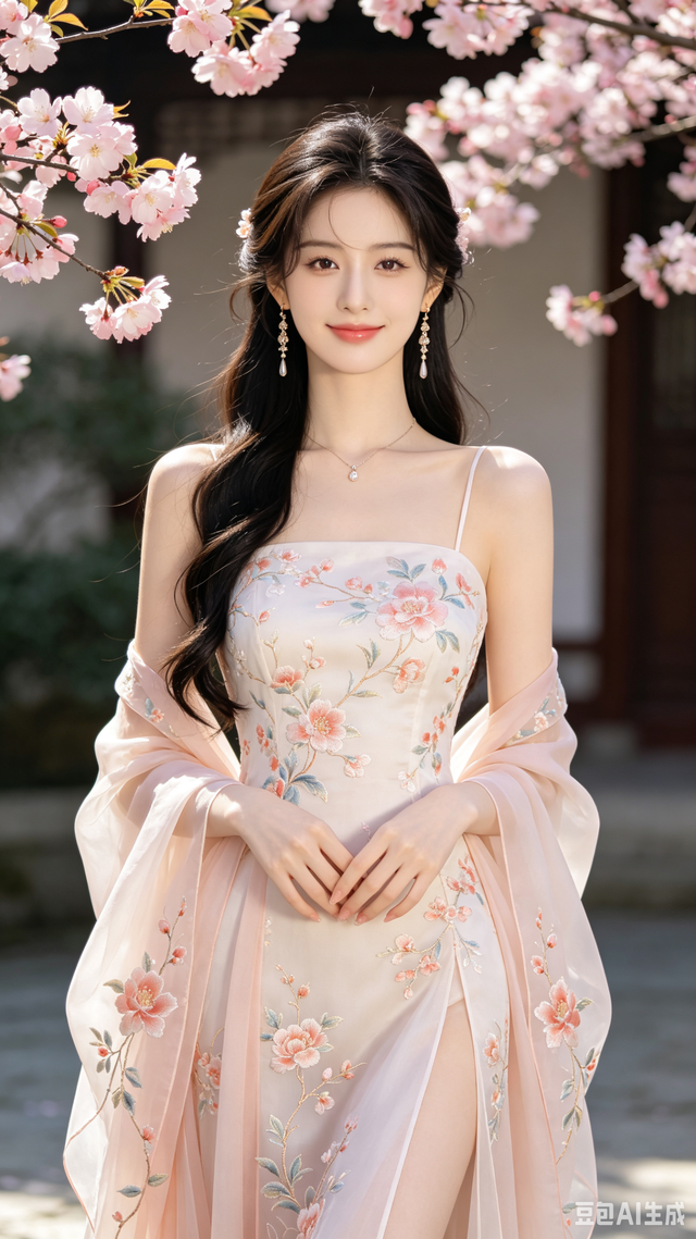 刺绣长裙衬烂漫海棠，身姿温婉灵动，满是温婉甜柔古韵风情-5.jpg