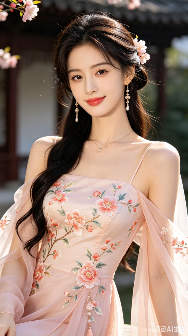 刺绣长裙衬烂漫海棠，身姿温婉灵动，满是温婉甜柔古韵风情-6.jpg
