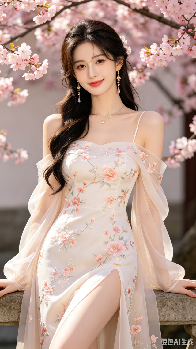 刺绣长裙衬烂漫海棠，身姿温婉灵动，满是温婉甜柔古韵风情-7.jpg