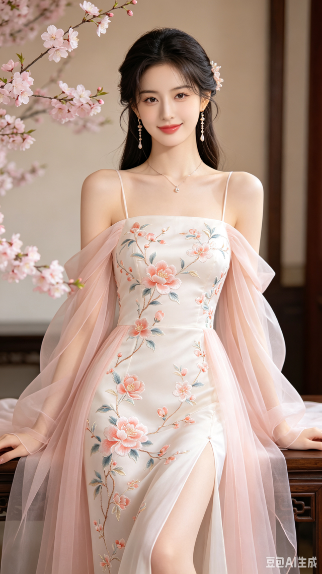 刺绣长裙衬烂漫海棠，身姿温婉灵动，满是温婉甜柔古韵风情-12.jpg