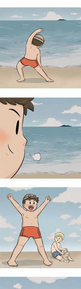 「无声漫画」被鲨鱼袭击的可怜男孩